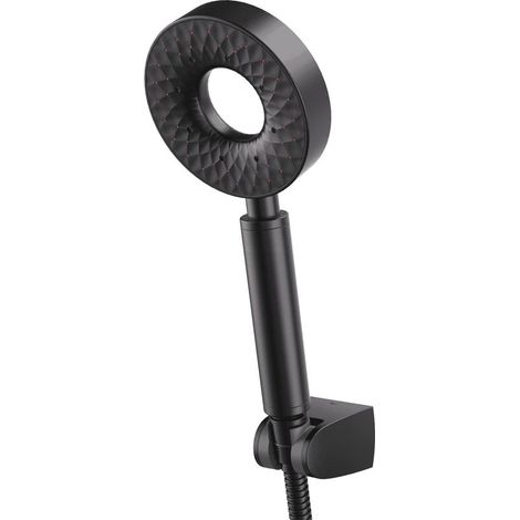 Pommeau Douche Noir Ronde Autonettoyant Douchette à Main 3 Modes Univers Pommeau de Douche en Plastique ABS Pomme de Douche avec 150cm Flexible de Douche ABS Support de Douche (1/4)
