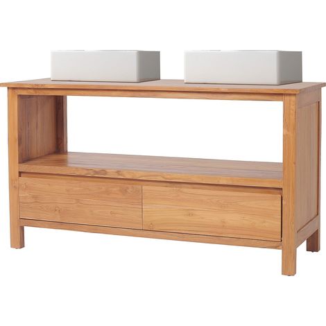 Meuble de salle de bain en teck avec double vasque - 135 cm - KETAPANG (1/4)