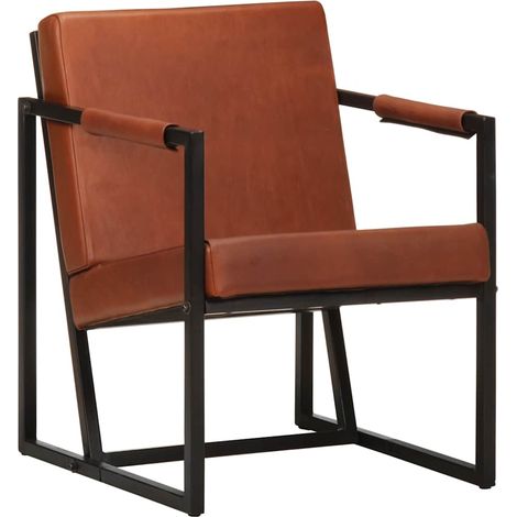 vidaXL Fauteuil marron cuir véritable (1/5)