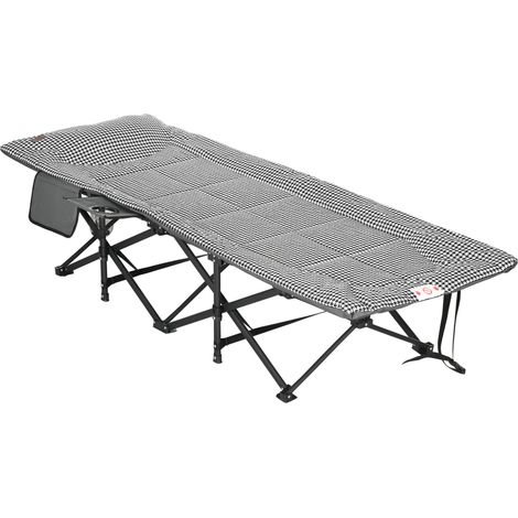 Bain de soleil chaise longue pliante avec poche latérale, porte-gobelet et sac de transport, 68 x 190 x 48 cm, noir