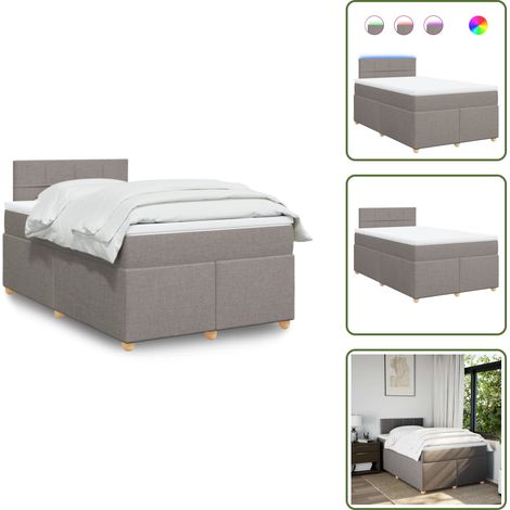 The Living Store Giroletto a Molle con Materasso Tortora 120x190 cm in Tessuto - Materasso a molle insacchettate