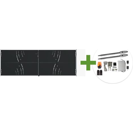 Puerta batiente NALI VELETA de acero negro mate de 3,5 m de largo y 120 cm de alto + motor Tanker B250. (1/5)