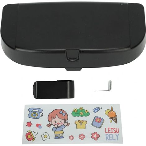 Porte-lunettes de voiture multifonctionnel avec clip, noir. (1/2)