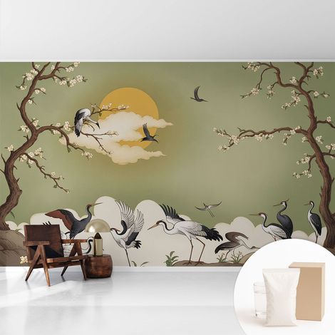 Fototapete Tapete Vliestapete mit Kleber Büro Wandgestaltung - Wanddekoration Wohnzimmer Elegante Natur 416x254 cm (1/5)