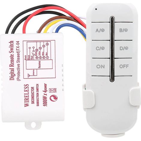 Interrupteur à distance RF pour lampe réceptrice sans fil ON/OFF AC180-240V (4 voies 41000W) (1/5)