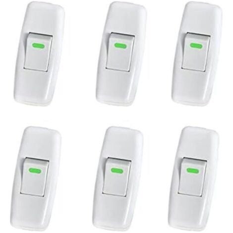 3x6.5cm 6 Pack Interrupteur Lampe, Interrupteur Torpedo, Ligne Cordon Interrupteur, Interrupteur Lampe de Chevet, Interrupteur à Bascule en Ligne pour Lampe de Table de Chevet Remplacement du (1/4)