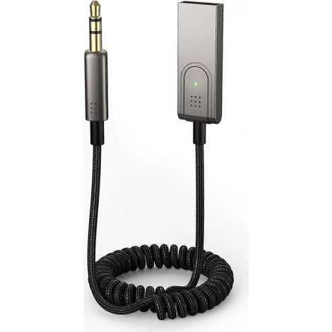 Un récepteur Bluetooth 5.1 compatible avec les véhicules, doté d'une prise jack 3,5 mm, d'un adaptateur sans fil USB, d'un microphone intégré, d'une faible latence et d'une fonctionnalité plug-and-pla (1/5)