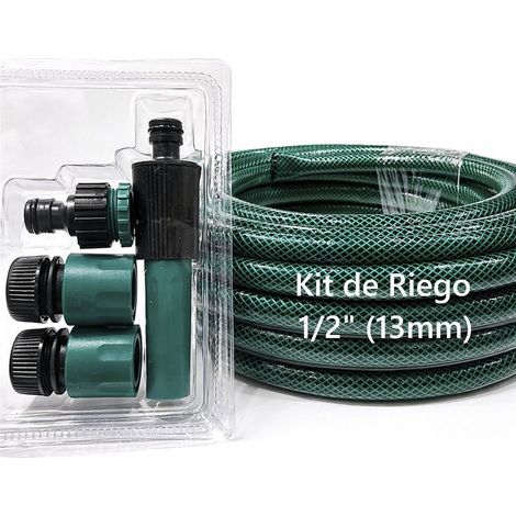 JARDIN202 - Manguera de Jardín Flexible con Kit de Riego  21 Bar y Anti-UV  Riego de Exterior  Diametro 1/2" (13mm)  10m (Verde)