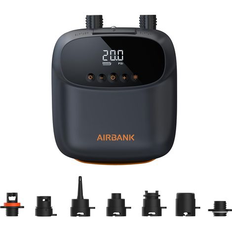 Pompe à air électrique avec Batterie, Pompe à air Rechargeable à Double étage avec arrêt Automatique pour Paddleboard, Wing Foil et cerf-Volant, Tente, Matelas (1/5)