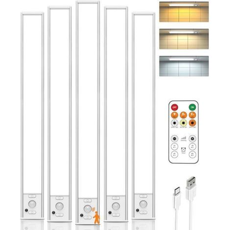 Lampe De Placard - 40 Cm - Détecteur De Mouvement - Rechargeable Usb - 3 Températures De Couleur - 5 Pièces (1/4)