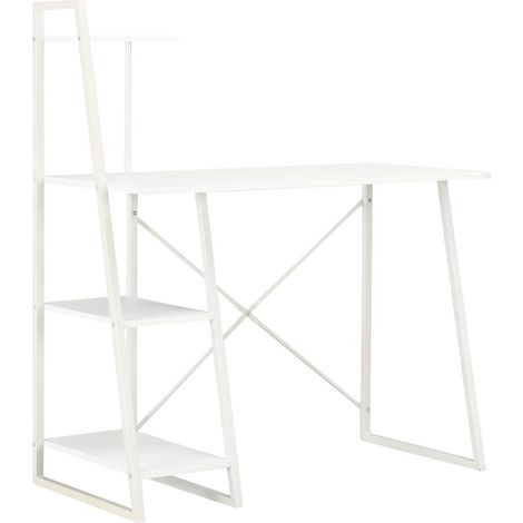 vidaXL Escritorio con estantería blanco 102x50x117 cm (1/5)
