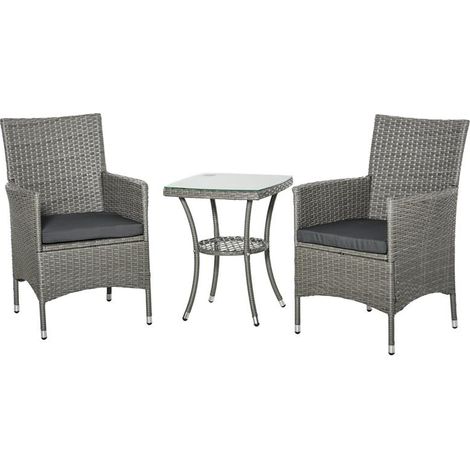 SET TAVOLINO E SEDIE DA ESTERNO IN RATTAN PE GRIGIO (1/5)
