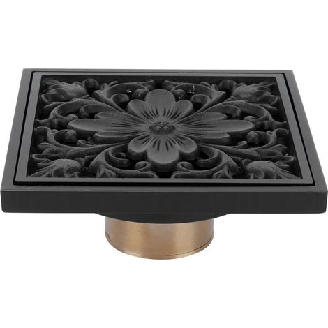 Grille de Sol 10x10cm Noir Cuivre Anti-Odeurs pour Salle de Bain Hôtel Maison (1/5)