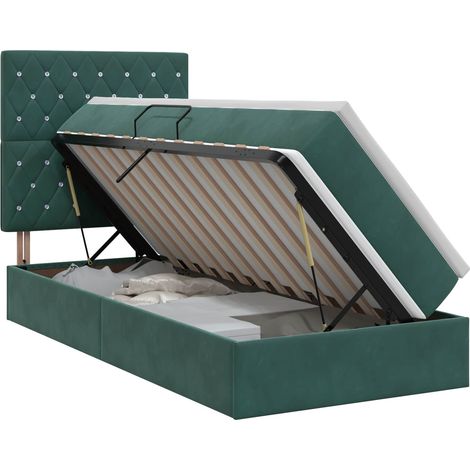 Maison Exclusive - Letto con contenitore e materasso Verde Scuro 100 x 200 cm (1/5)