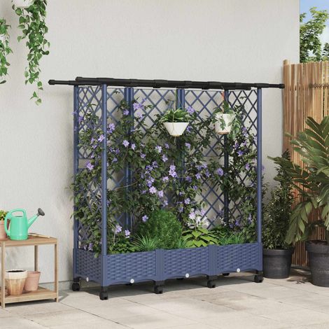 Teenpull – Hochbeet mit Rankgitter und Dach Grau 164 x 40 x 127 cm PP (1/5)