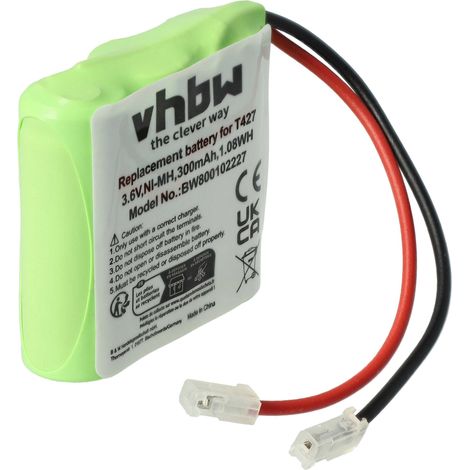 vhbw 1x Akku kompatibel mit Commodore CT300 schnurlos Festnetz Telefon (300 mAh, 3,6 V, NiMH) - Ersatz für T427, 30AAAM3BMX