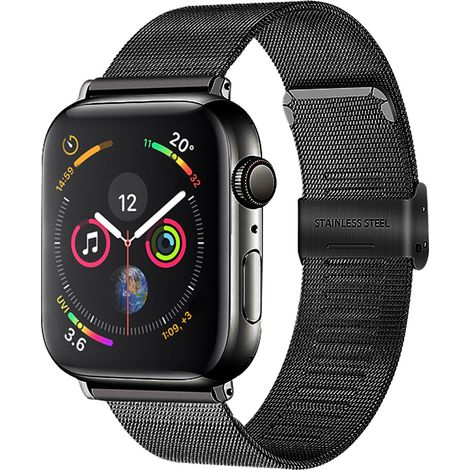 Bracelet de rechange compatible avec les Apple Watch 38-40 mm / 42-44 mm, en acier inoxydable avec boucle métallique, pour Apple Watch Series 4, Series 3, Series 2 et Series 1. (1/5)