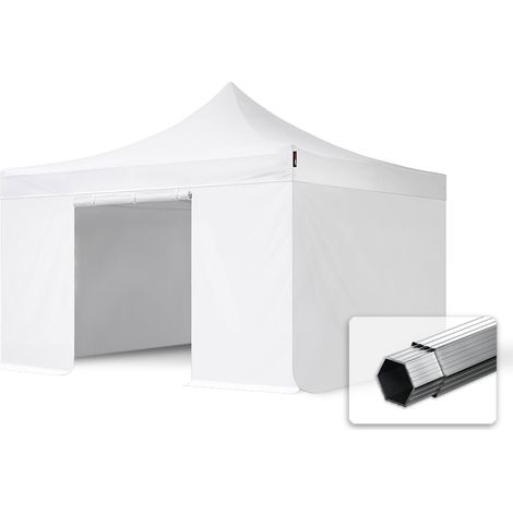TOOLPORT 4x4 m Tente pliante - Alu, côtés sans fenêtre, blanc