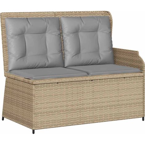 Maison Exclusive - Panca Reclinabile da Giardino con Cuscini Beige in Polyrattan
