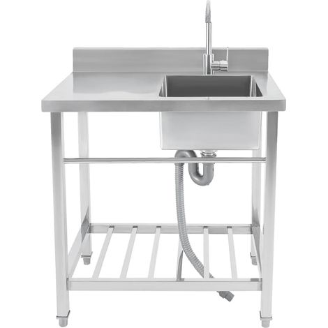 Évier de cuisine, design autonome, acier inoxydable durable, argent (1/2)