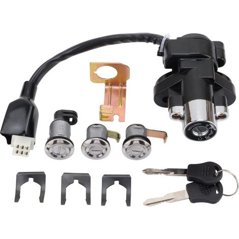 Kit de verrouillage et d'interrupteur d'allumage pour scooter JONWAY YY250T 250cc Verrouillage de l'interrupteur électrique, du guidon, de la selle, du coffre arrière et du bouchon du réservoir (deux (1/4)
