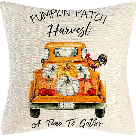 Housse de coussin coussin canapé coussins décoratifs lin citrouille automne récolte taie d'oreiller (1/2)