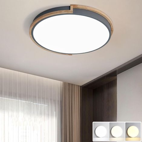 Plafonnier LED 40 cm, plafonnier moderne à encastrer, lumière décorative grise, luminaires à proximité du plafond, 3 températures de couleur (1/5)