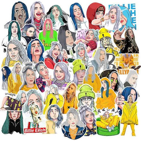Laptop-Aufkleber mit Sängerin Billie Eilish, Aufkleber des Popstars, kompatibel mit Fans (1/5)