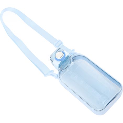 Tragbare Sport-Trinkflasche mit großem Fassungsvermögen (750 ml / 25 oz) mit Zeitanzeige und blauem Schultergurt. (1/5)