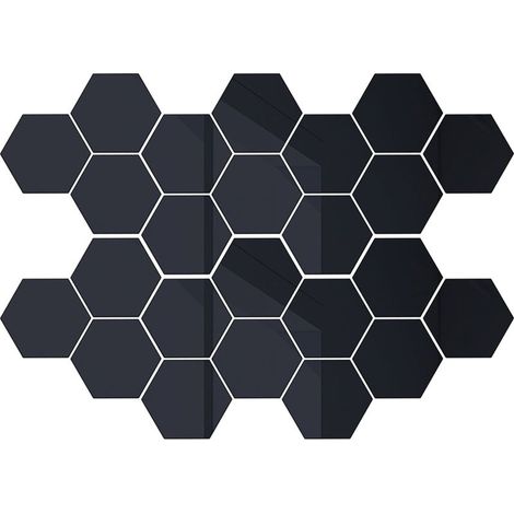 Décoration murale pour chambre, lot de 24 stickers muraux nid d'abeille bleus et argentés (80 x 70 x 40 mm) pour salon et chambre à coucher. (1/4)