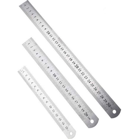 3 Pièce règles en acier inoxydable,15 cm (6”) / 20 cm (8”) / 30 cm (12”),ensemble règles en métal précision double face,outil mesure bord droit,pour les dessins d'ingénierie bureau GROOFOO (1/5)
