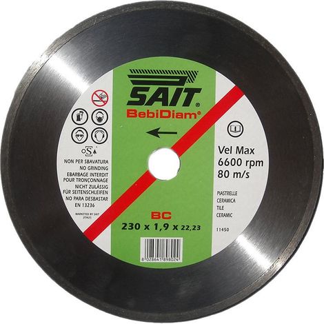 Mola disco diamantato per ceramica piastrelle 230x1,9x22,23 230 mm sait
