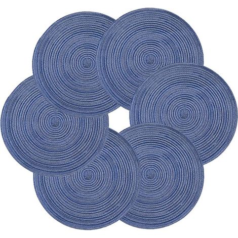 APEX Un ensemble de 6 sets de table ronds, lavables et antidérapants, adaptés aux tables de cuisine et aux salles à manger (38 cm). (1/4)
