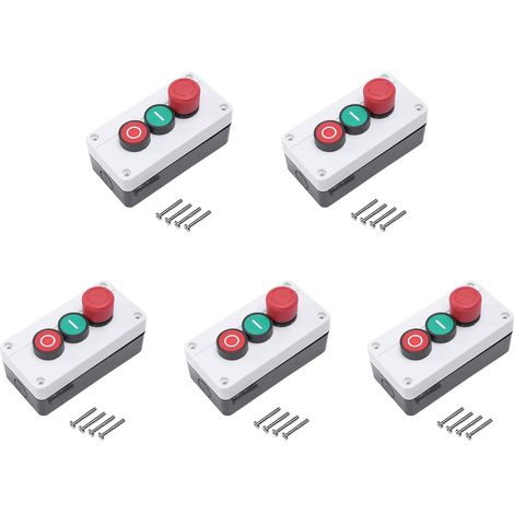 5X Arret D'Urgence NC NO Bouton Poussoir Momentane Rouge et Le Vert Passe 600V Station 10A (1/5)