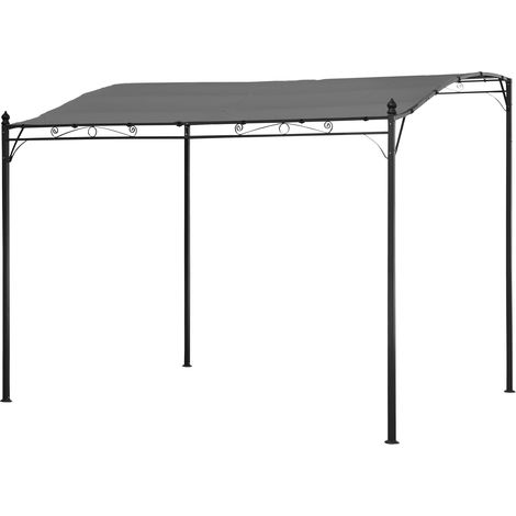 Happy Garden – Pergola murale 3 × 2,5m NICE – Toile polyester 180g/m² – Structure acier robuste – Surface d'ombre 8m²