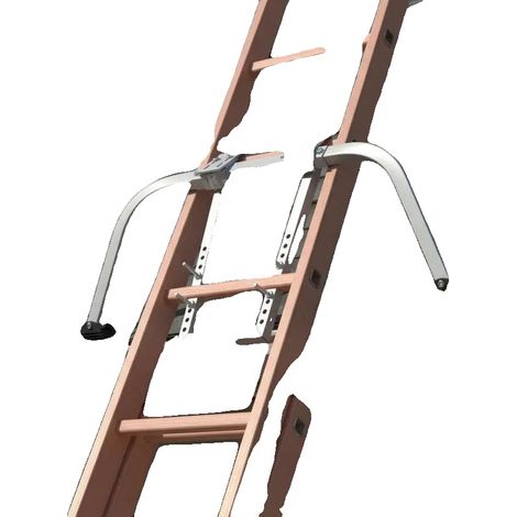 Estabilizador de escalera de techo, acero al carbono, patas de goma antideslizantes, verde militar (1/5)