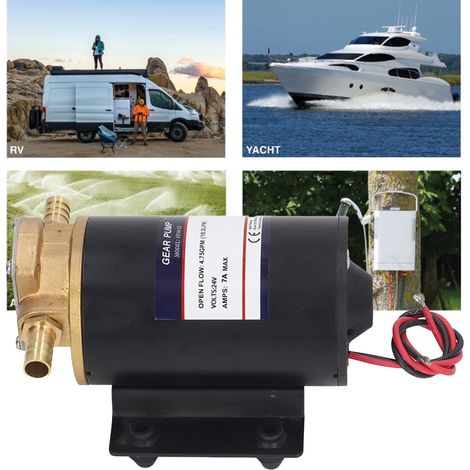 4,75 GPM (18 l/min) Kupferkopf-Zahnradpumpe, selbstansaugende Kreiselwasserpumpe für Yachten, 24 V Gleichstrom (1/5)