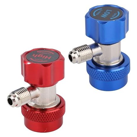 2pcs Quick Connect Adapter R134a Adjustable Car AC Adapter Connections HP and LP 1/4 Inch SAE Quick Fittings for Automotive Air Conditioning Filling Evacuation and Conversion (1/5)