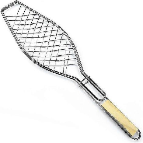 Verchromter Fischgrill mit Holzgriff (1 Stück) (1/4)