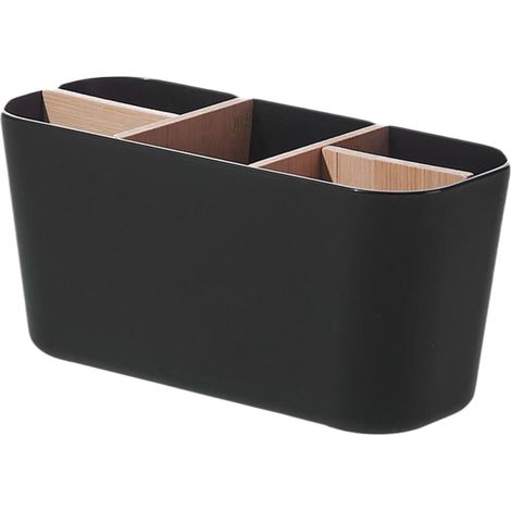 Storage box, round and long style, large size, five compartments, cool black. (1/5)
