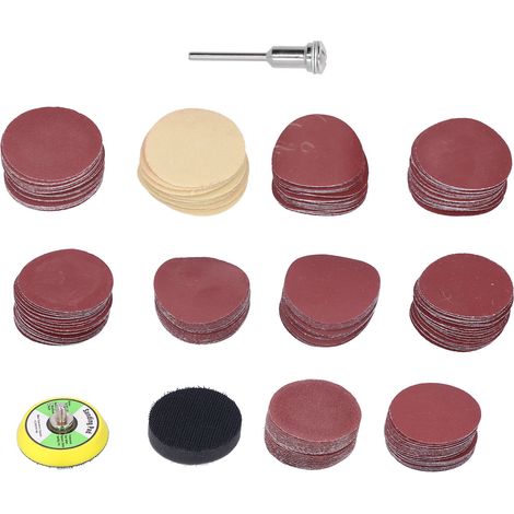 Kit de 203 disques de ponçage (grains 80 à 3000) de 5 cm (2 pouces) pour fer, bois et plastique.