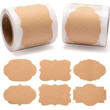 600 selbstklebende Etiketten, verschiedene Bordüren, wiederverwendbar, 5 x 2,5 cm, wasser- und ölabweisend, geeignet für Lebensmittelbehälter, Küche, Restaurant, Lagerraum