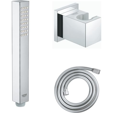 GROHE Douchette Vitalio Joy Cube avec flexible Twistfree VitalioFlex Comfort 1750 chromé + support mural cube Euphoria