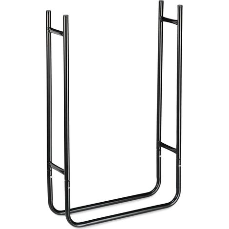 Scaffale porta legna design rustico 80 x 30 x 90 cm per interno ed esterno in metallo nero 130006100