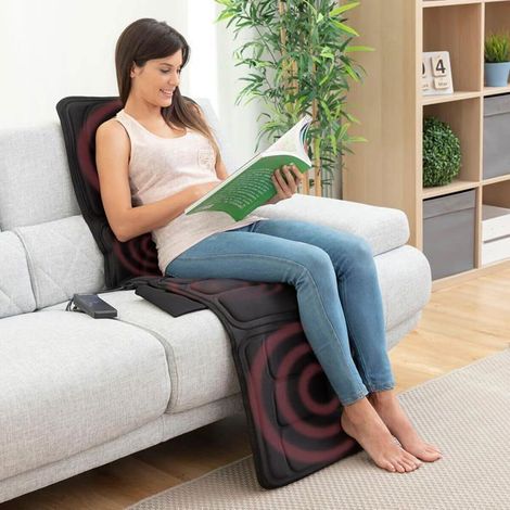 Siège Massant Électrique Chauffant Matelas Chauffant – 10 Moteurs Vibrants, 5 Modes, 3 Intensités, Chauffage Lombaire, Télécommande