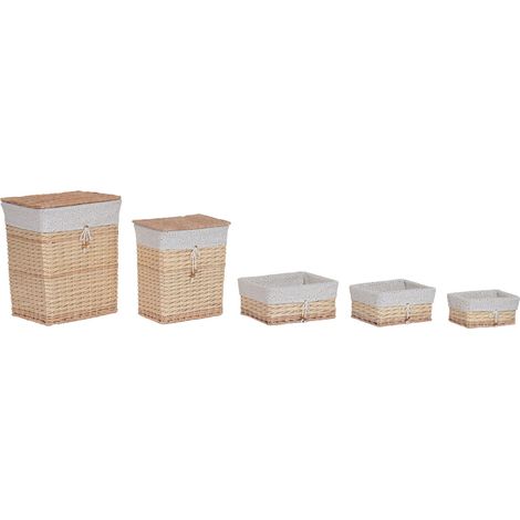 Cesta Ropa Set 5 Mimbre Poliester 47X35X55 Flores (1/5)