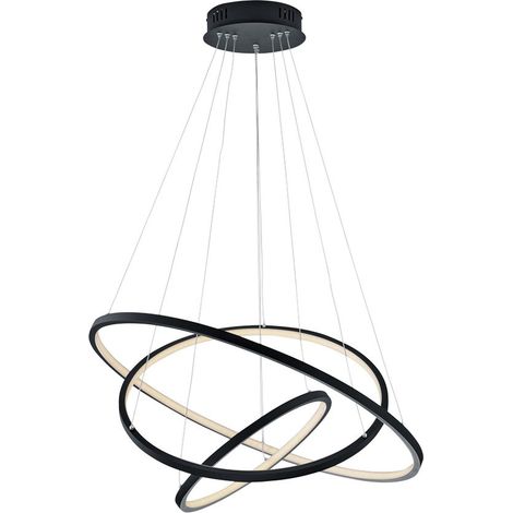 Lampada Sospensione Led Soffitto Anelli Moderna Dimmer Grigio 80W Aaron GD Trio (1/5)