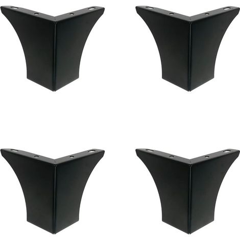 Pieds DIY de Meubles de Cuisine 100mm Jambes pour Table Basse Armoires Lit Canapé Forte Pied de Chaise Bureau en Métal Noir Silencieuse Antidérapante Lot de 4 (1/4)