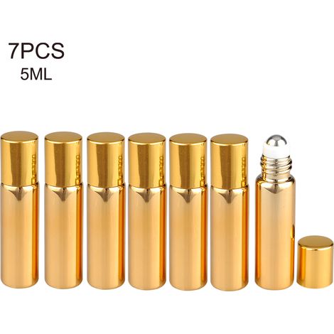 7-teiliges Set wiederbefüllbarer Glasparfümfläschchen, leere 5-ml-Roll-on-Fläschchen in Gold, leicht und tragbar für ätherische Öle und auf Reisen (1/5)
