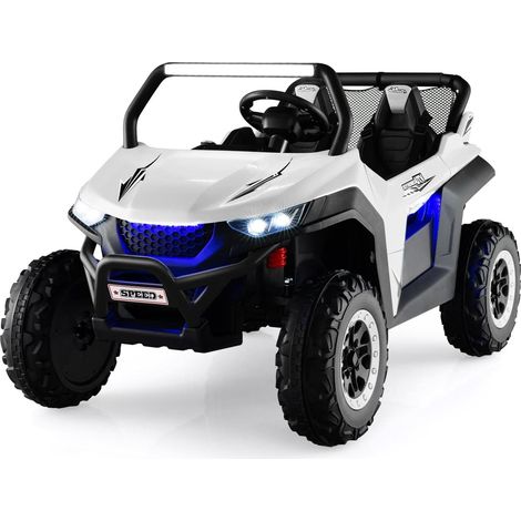 COSTWAY Voiture Electrique Enfant 12 V avec 2 Places et Télécommande 2,4G, Quad Électrique avec Démarrage Lent pour 3-8 Ans,Vitesses 2-4 KM/H,Ceinture de Sécurité Charge 59KG 118x74x71CM Blanc (1/4)